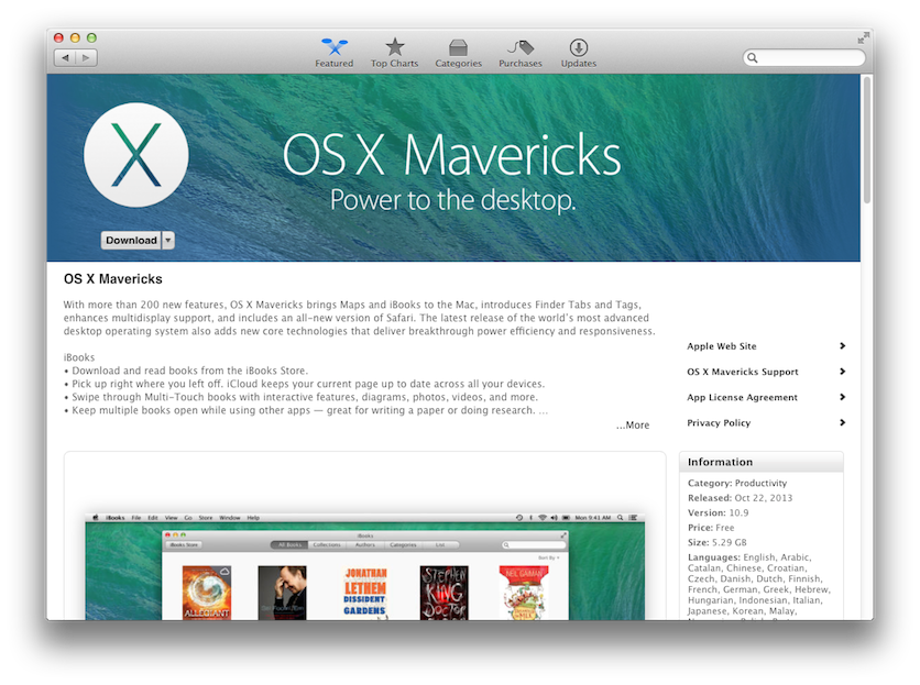 从App Store下载 OS X Mavericks