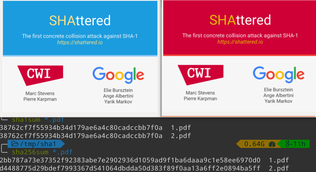 谷歌公告：SHA-1 哈希算法被攻破